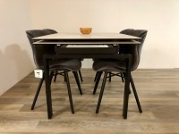 Huddersfield - 120/200cm Extending Dining Table in White with 4x Grey Bathilda Dining Chairs thumbnail