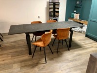 Huddersfield - 160/240cm Extending Dining Table in Black with 4x Copper Bathilda Dining Chairs thumbnail