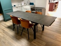 Huddersfield - 160/240cm Extending Dining Table in Black with 4x Copper Bathilda Dining Chairs thumbnail