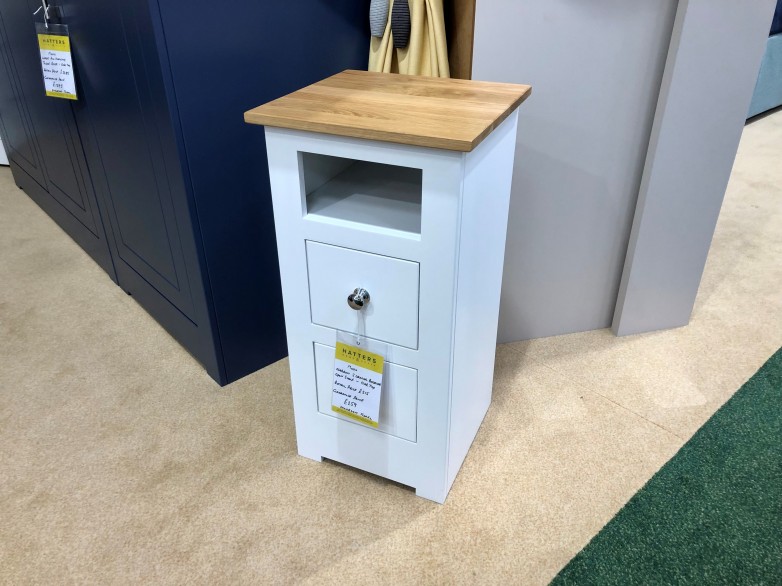 - Modo 2 Drawer Narrow Bedside with Open Shelf and Oak Top