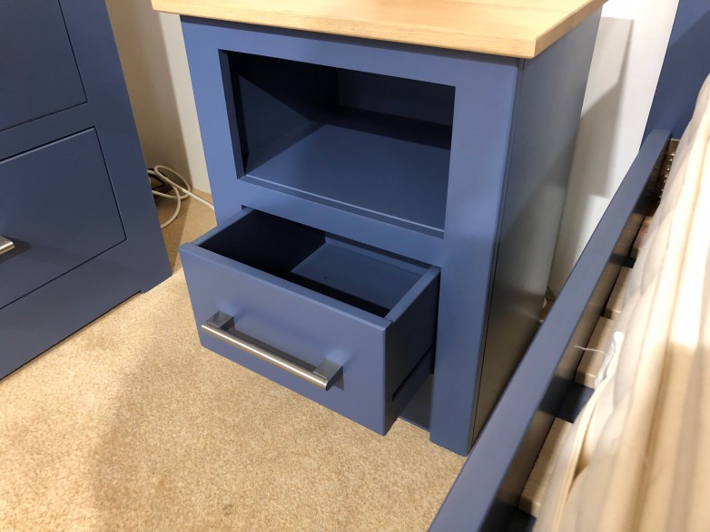 - Modo Small 1 Drawer Bedside with Open Shelf and Oak Top