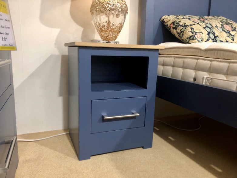 - Modo Small 1 Drawer Bedside with Open Shelf and Oak Top