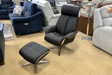 - Ergoform Lund Swivel-Recliner Chair with Footstool in Leather