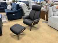 - Ergoform Lund Swivel-Recliner Chair with Footstool in Leather thumbnail