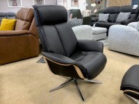 - Ergoform Lund Swivel-Recliner Chair with Footstool in Leather thumbnail