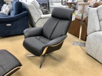- Ergoform Lund Swivel-Recliner Chair with Footstool in Leather thumbnail