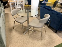 Cortina 70cm Diameter Glass Table and 2x Margot Dining Chairs thumbnail