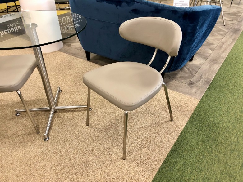 Cortina 70cm Diameter Glass Table and 2x Margot Dining Chairs