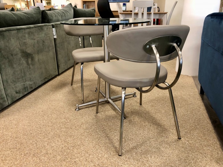 Cortina 70cm Diameter Glass Table and 2x Margot Dining Chairs