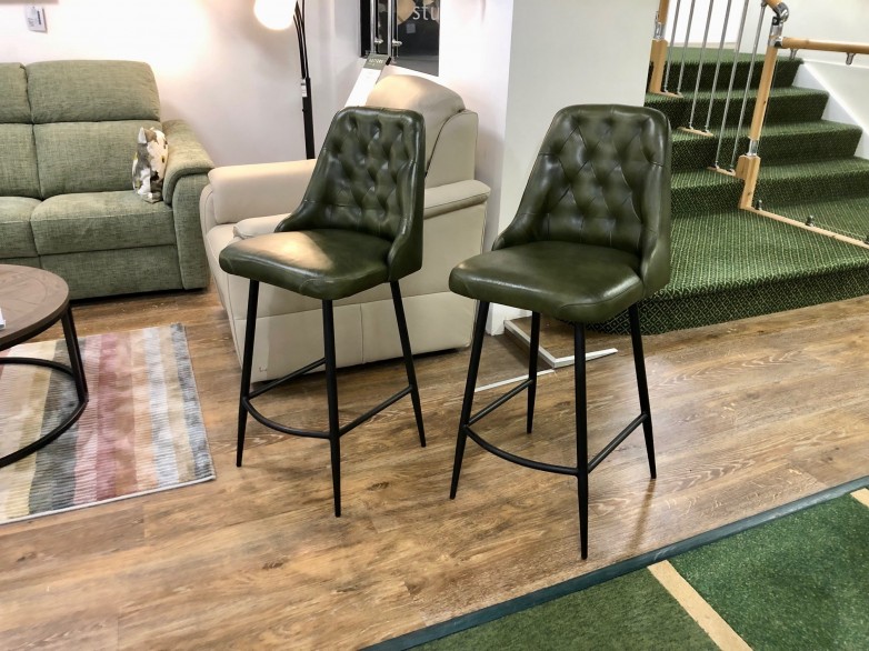 - 2x Walsh Bar Chairs in Leather