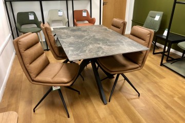 - Jupiter 1400-1800 Extending Dining Table and 4x Bono Swivel Dining Chairs