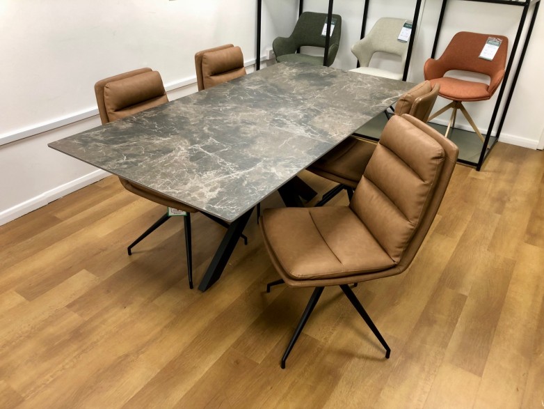 - Jupiter 1400-1800 Extending Dining Table and 4x Bono Swivel Dining Chairs
