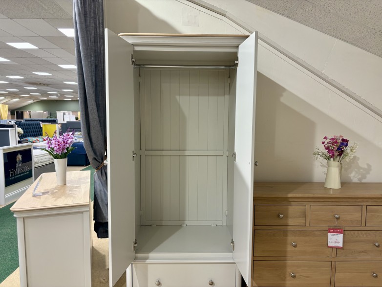 - Chartwell Bedroom 2 Door 1 Drawer Wardrobe with Oak Top