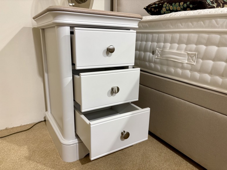 - Chartwell Bedroom 3 Drawer Small Bedside with Oak Top