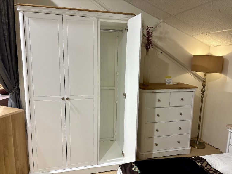 - Chartwell Bedroom Triple Hanging Wardrobe with Oak Top