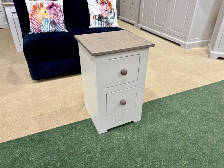 - Modo Bedroom Narrow 2-Drawer Bedside with Oak Top and Wooden Handles