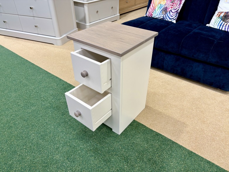 - Modo Bedroom Narrow 2-Drawer Bedside with Oak Top and Wooden Handles