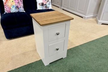 - Modo Bedroom Narrow 2-Drawer Bedside with Oak Top and Metal Handles