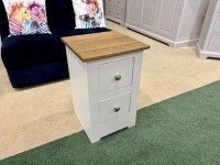 - Modo Bedroom Narrow 2-Drawer Bedside with Oak Top and Metal Handles thumbnail