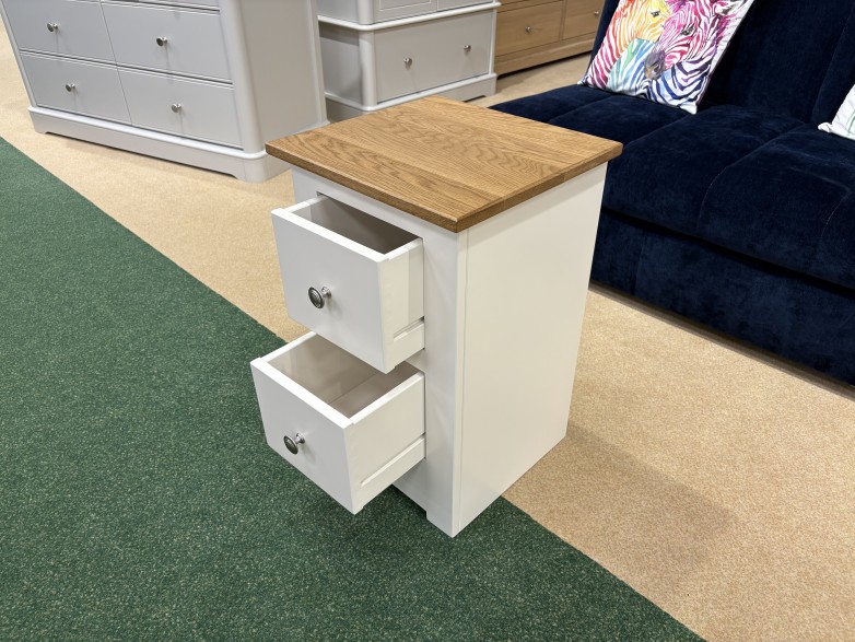 - Modo Bedroom Narrow 2-Drawer Bedside with Oak Top and Metal Handles