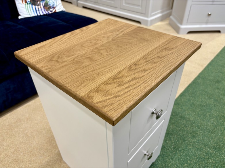 - Modo Bedroom Narrow 2-Drawer Bedside with Oak Top and Metal Handles