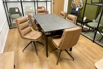 Huddersfield 160-240cm Extending Dining Table with 6x Furniture Connect Bono Swivel Dining Chairs