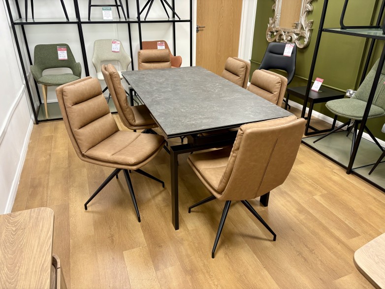 Huddersfield 160-240cm Extending Dining Table with 6x Furniture Connect Bono Swivel Dining Chairs