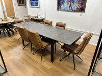 Huddersfield 160-240cm Extending Dining Table with 6x Furniture Connect Bono Swivel Dining Chairs thumbnail