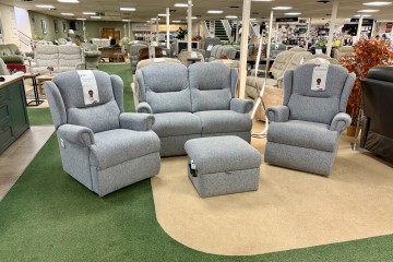 - Malvern Small 2-Seater Sofa, Small Armchair, Standard Manual-Reclining Armchair and Storage Footstool