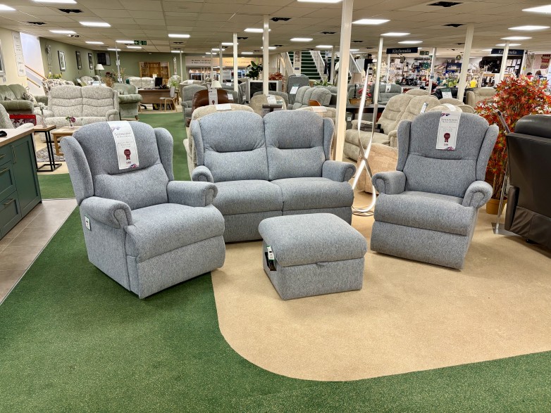 - Malvern Small 2-Seater Sofa, Small Armchair, Standard Manual-Reclining Armchair and Storage Footstool