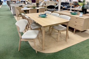 - Aeris Dining Table (with 1x Extension Leaf and Storage Tray) and 6x Cor Dining Chairs