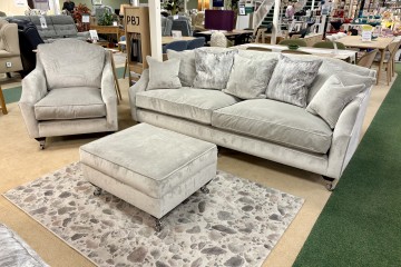 - Hockley 3-Seater Pillow-Back Sofa, Armchair and Footstool