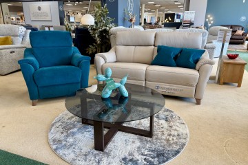 - Hurst Large Power-Reclining Sofa in Leather with Contrast Armchair (Scatters Included)