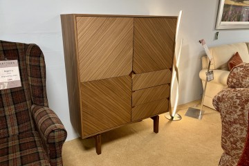 - Galaxy 3-Door 3-Drawer Highboard with Walnut Intarsia Finish