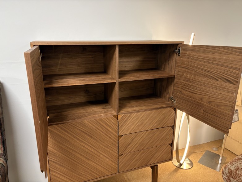- Galaxy 3-Door 3-Drawer Highboard with Walnut Intarsia Finish