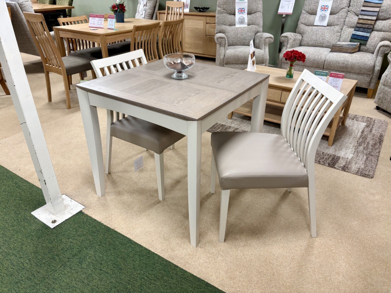 Figaro - Contempo Grey Extending 2-4 Dining Table and 2x Low Slat Back Dining Chairs