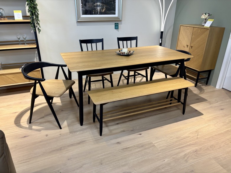 - Monza Medium Extending Dining Table, Bench, 2x Como Dining Armchairs and 2x Dining Chairs