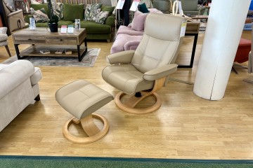 - Nordic Large Chair and Footstool in Leather