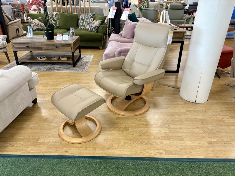 - Nordic Large Chair and Footstool in Leather