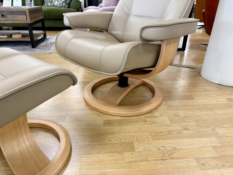 - Nordic Large Chair and Footstool in Leather