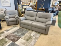- Seattle 3-Seater Sofa and Power-Reclining Armchair in Leather thumbnail