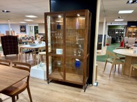 - Glass Display Cabinet with Black Metal Legs (SM452NO) in Oiled Walnut thumbnail