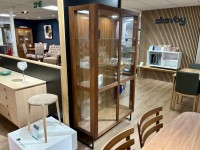 - Glass Display Cabinet with Black Metal Legs (SM452NO) in Oiled Walnut thumbnail