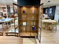 - Glass Display Cabinet with Black Metal Legs (SM452NO) in Oiled Walnut thumbnail